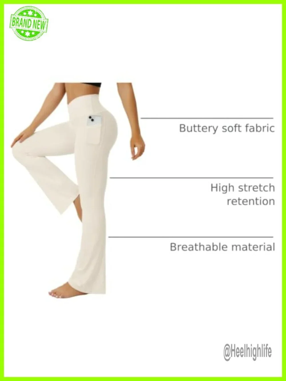 High Waisted Crossover Flare Leggings with Pockets No Front Seam